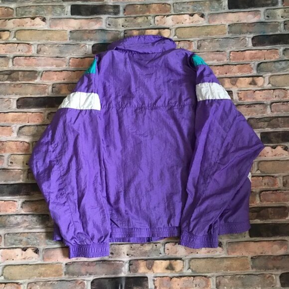 Vintage Jacket 80s Women L Ruffles Purple Costume Party Size Large Second Wind - Picture 2 of 11